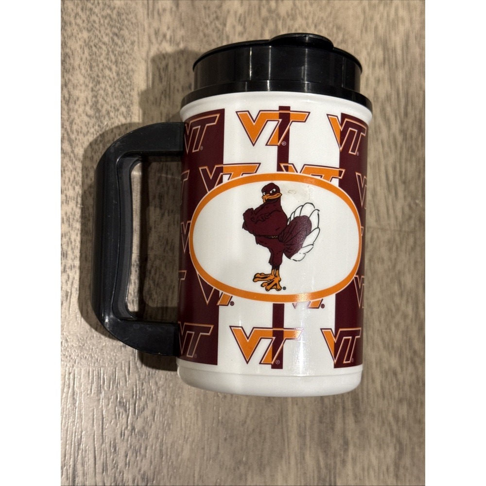 Vintage Virginia Tech Hokies Insulated Whirley Mug With Lid, Plastic Cup USA